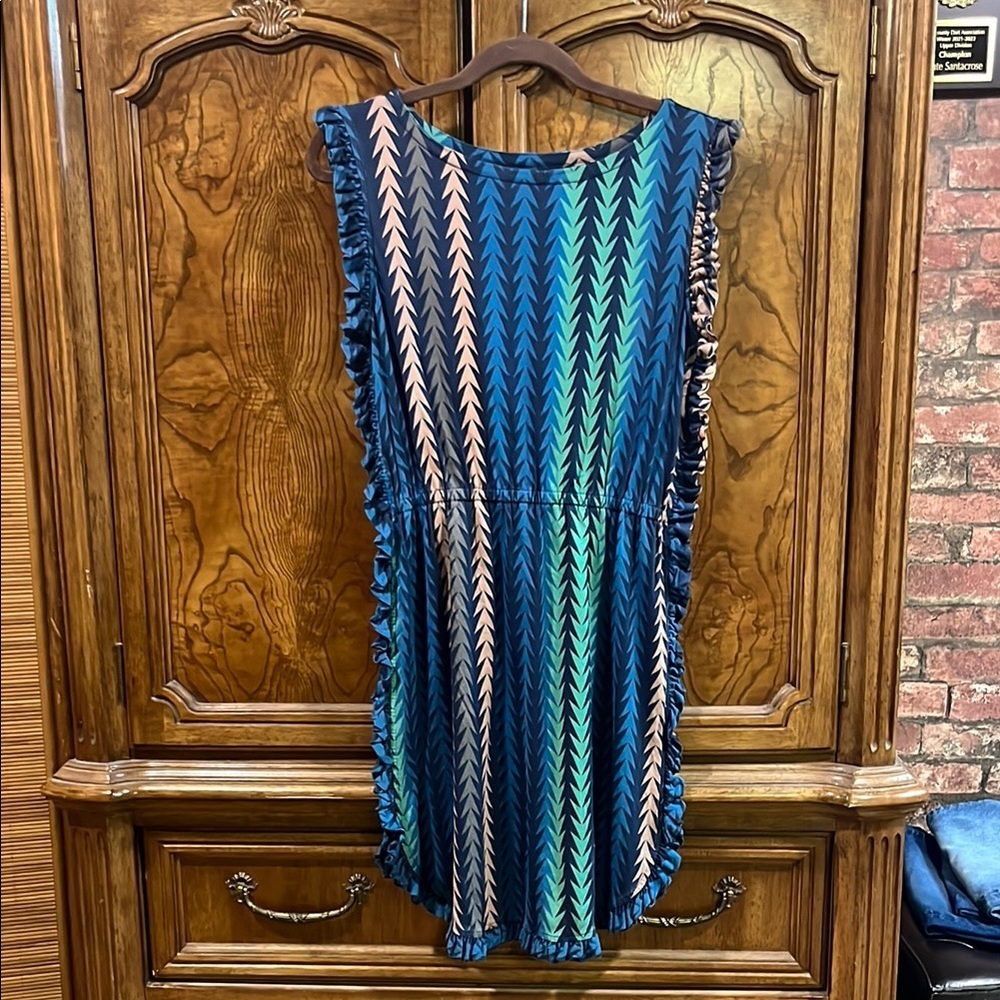 Marc By Marc Jacobs Blue and Green Mini Dress